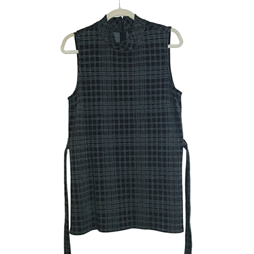 Theory black plaid sleeveless tunic
